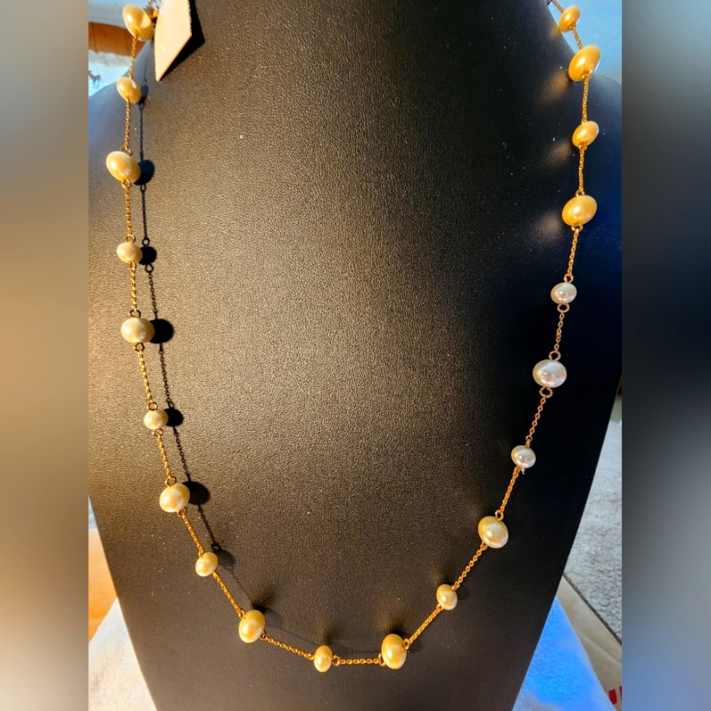 Ann Taylor Factory Faux Pearl Station Necklace – 18" NWT